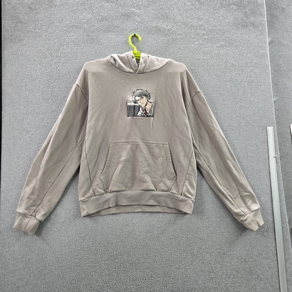 Animato Men Hoodie M Beige Embroidered Anime Levi Ackerman Attack On Titan READ